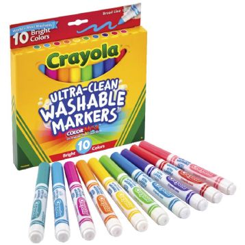 Crayola Washable Broadline Bright Colour Markers Pack of 10