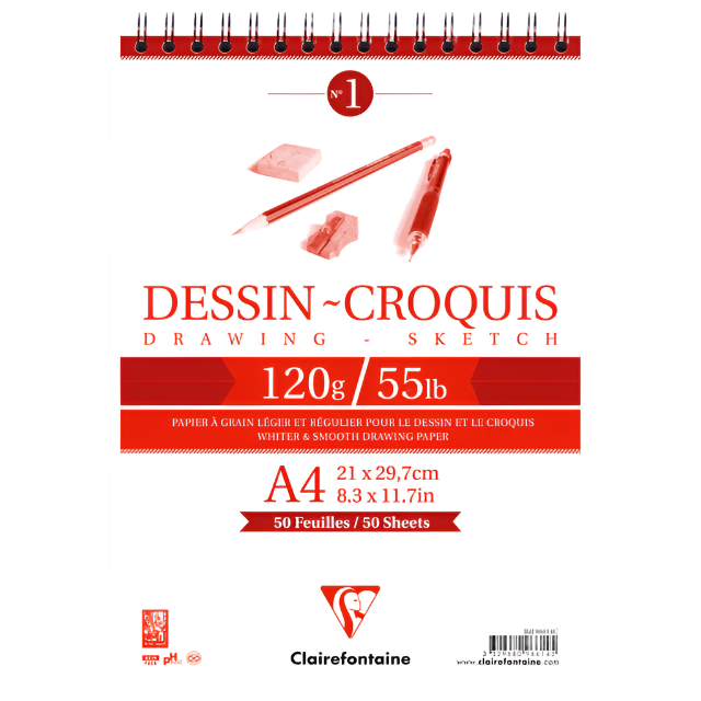 Clairefontaine A4 Dessin Croquis Spiral Drawing Pad