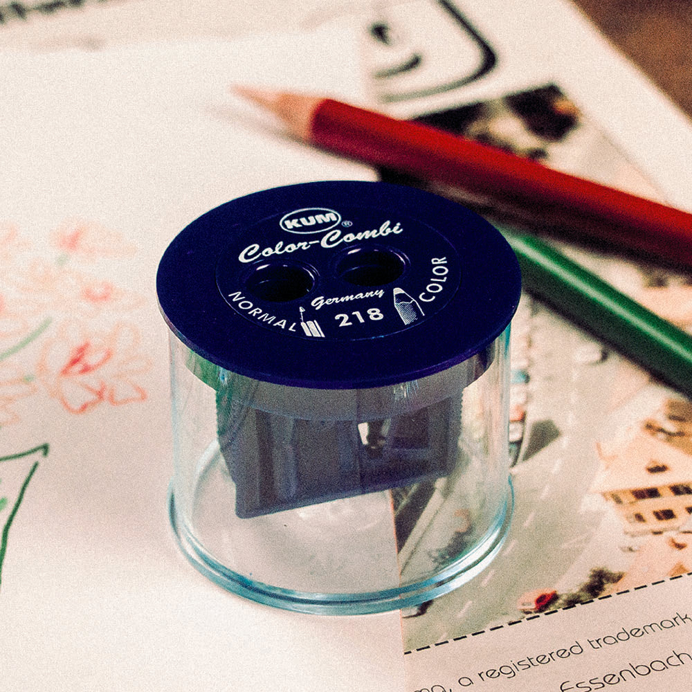 KUM 218T Sharp/Rounded Point Double Pencil Sharpener with Waste Container