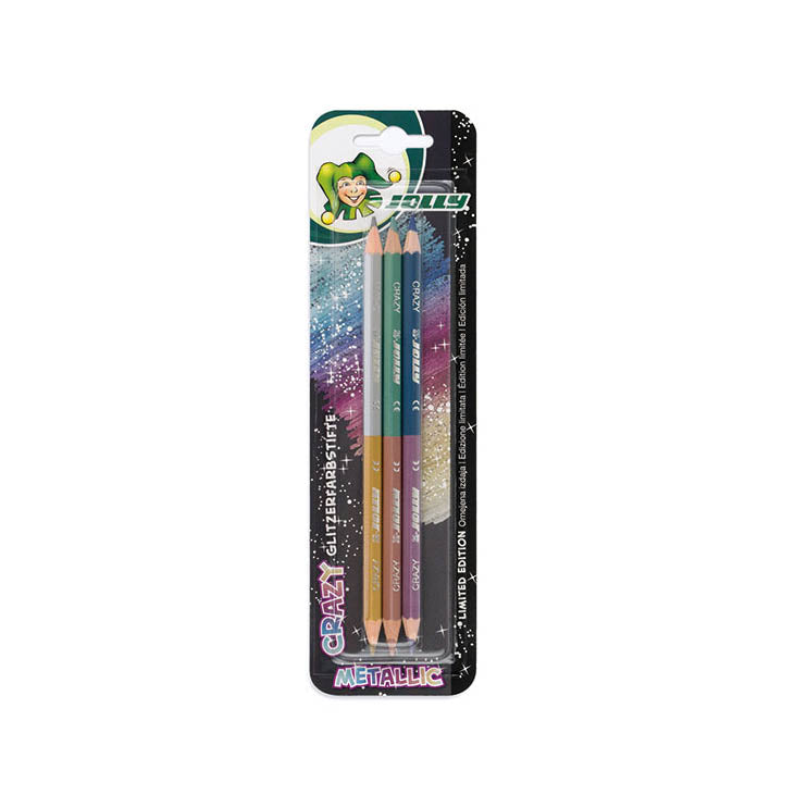 Jolly Supersticks Double-End Crazy Metallic Pencil I Card of 3