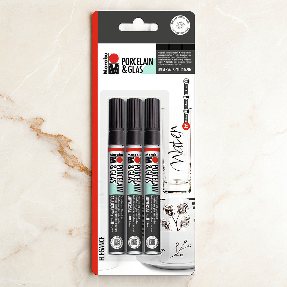Marabu Porcelain & Glass Painter Black Set
