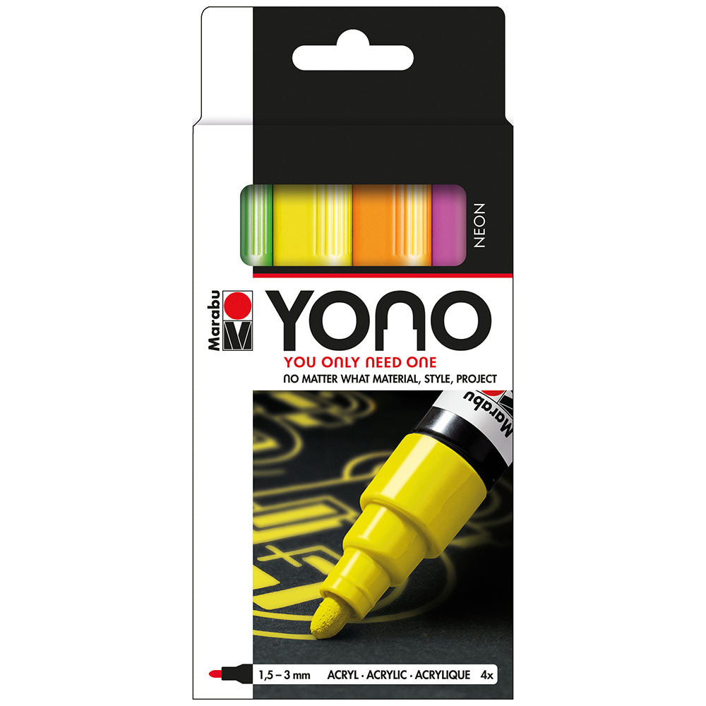 Marabu YONO Paint Marker | Neon Set of 4