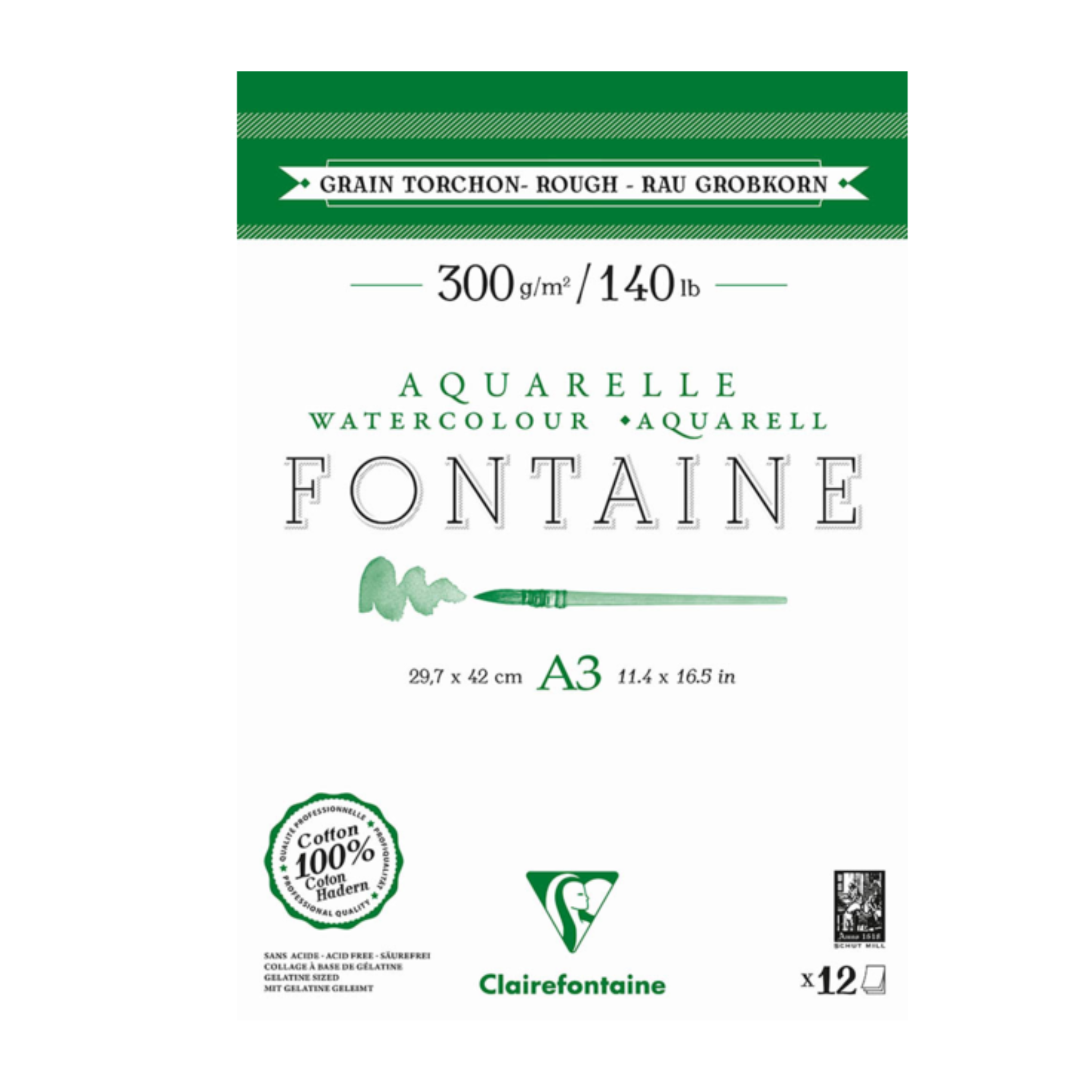 Fontaine 100% Cotton Watercolour Paper| Torchon Blocks