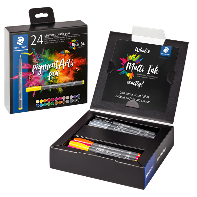 Staedtler Pigment Artist Colours Brush Pens ?Ãƒâ€¡ÃƒÂ´ Set of 24 vibrant colours, perfect for lettering, journaling, illustrations, and manga with waterproof, smudge-free ink.